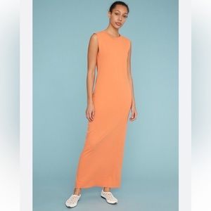 Raquel Allegra orange lightweight jersey muscle maxi dress size 1 aka medium